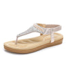 2019 Women`s Summer Bohemia Beach Rhinestone Shoes Diamond Sandals Women T-strap Thong Flip Flops Plus Size Peep Toe Shoes E774