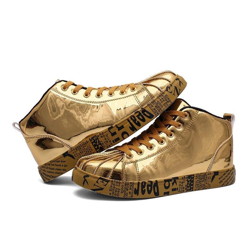 2019 Plus Size 46 Women/Men Fashion Graffiti Sneakers Shoes Bling Lovers Gold Silver Platform Flats Lady Casual krasovki Shoes - Surprise store