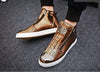 Sneakers Men High Top Microfiber Platform Shoes Brand Fashion Printmens Shoes Black PU Hot Footwear Male Vulcanize Shoes D5-17 - Surprise store