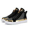 2019 Cool Men High Top Men Gold Glitter Sneakers Lace Up Crystal Platform Flats Gold Shoes Man Sequins krasovki Bling Shoes AC-2 - Surprise store