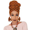 Print turban traditional African headscarf women headtie print headwrap with earring - Surprise store