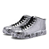 2019 Plus Size 46 Women/Men Fashion Graffiti Sneakers Shoes Bling Lovers Gold Silver Platform Flats Lady Casual krasovki Shoes - Surprise store