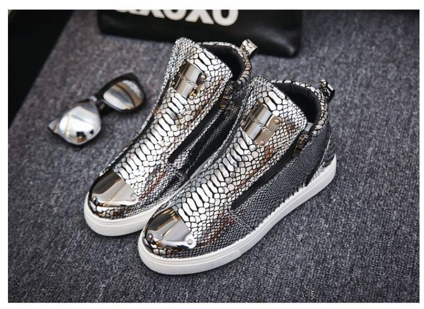 Sneakers Men High Top Microfiber Platform Shoes Brand Fashion Printmens Shoes Black PU Hot Footwear Male Vulcanize Shoes D5-17 - Surprise store