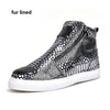 Winter Shoes Men Fashion Bling High Top Zipper Men Sneakers Height Increasing PU Leather Fur Lined Cotton Men Shoes Size 39-44 - Surprise store