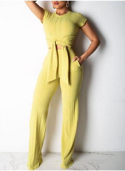 Women's 2 Piece Short Sleeve Top Sexy Slim Casual Set - Surprise store