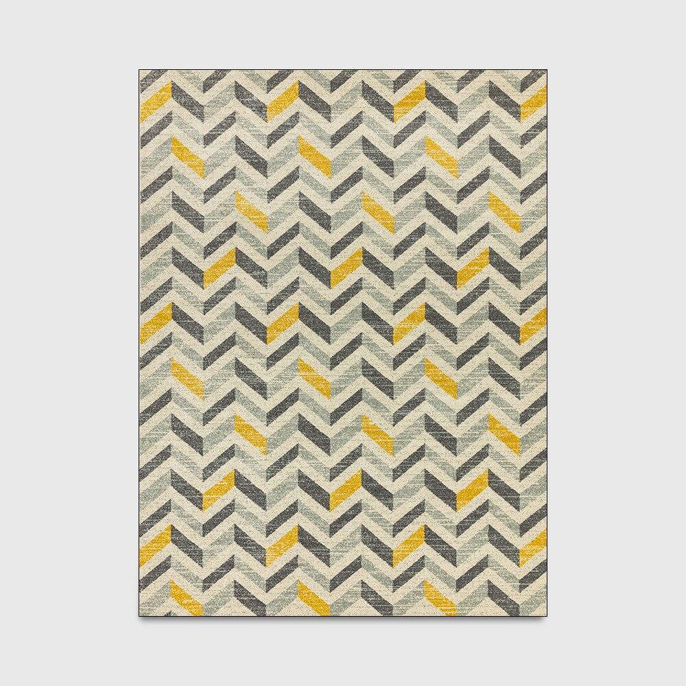 Nordic Style Gray Yellow Geometric Carpet and Rug Living Room Sofa Table Non-Slip Floor Mat Kids Play Game Tent Bedroom Area Rug - Surprise store