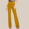 SHEIN Ginger High Rise Piped Pants Elegant Wide Leg Zipper Fly Plain Workwear Trousers Women Stretchy Highstreet Autumn Pants - Surprise store
