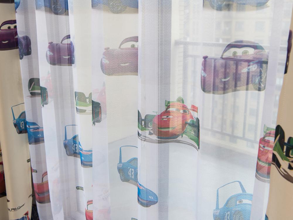 TONGDI Children Blackout Curtains Kawaii Lovely Cartoon Car Printing Decoration For French Window Home Parlou Bedroom LivingRoom