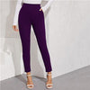 SHEIN Solid Elastic Waist Pocket Side Split Hem Elegant Pants Women Bottoms Autumn High Waist Office Ladies Skinny Trousers - Surprise store