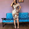 Plus Size Women Autumn Winter Work Office Business Belted Pencil Dress Casual Front Zipper Patchwork Sheath Bodycon Midi Dress - Surprise store