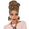 Print turban traditional African headscarf women headtie print headwrap with earring - Surprise store