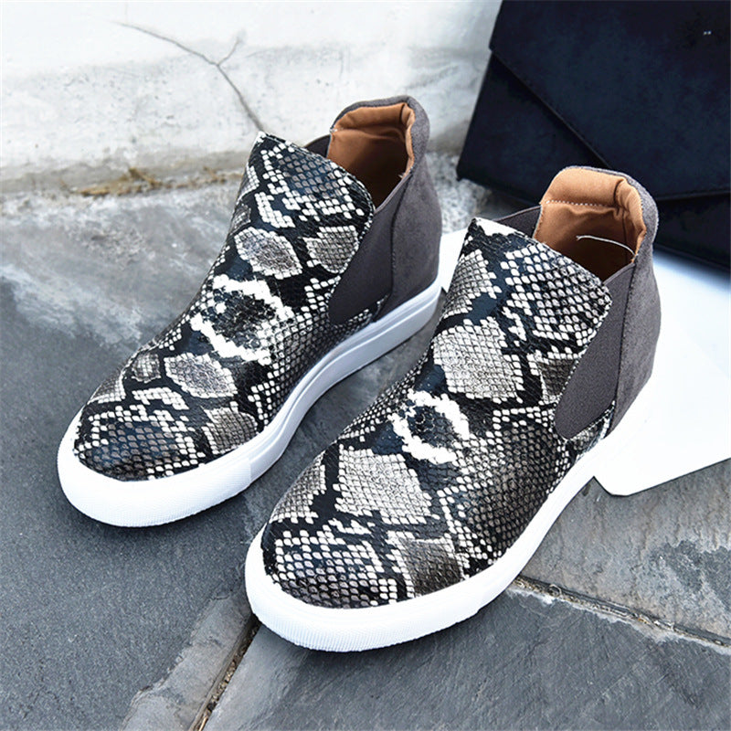 MCCKLE Woman Flat Slip On Casual Shoes Women Autumn Sneakers Platform Ladies Fashion Snake Female Comfortable Plus Size Footwear