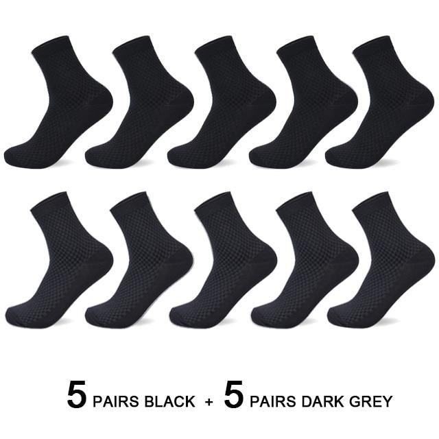 10 Pairs/Lot Men Bamboo Fiber Socks Men Compression Harajuku Long Socks Business Casual Mens - Surprise store