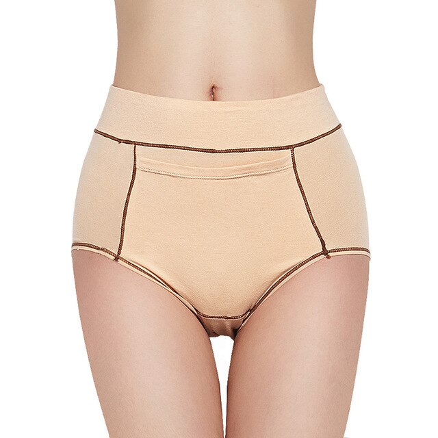 Women's Menstrual Leak-Proof Breathable Physiological Panties High Waist Cotton Briefs with Pocket Underwear Women DULASI Panty