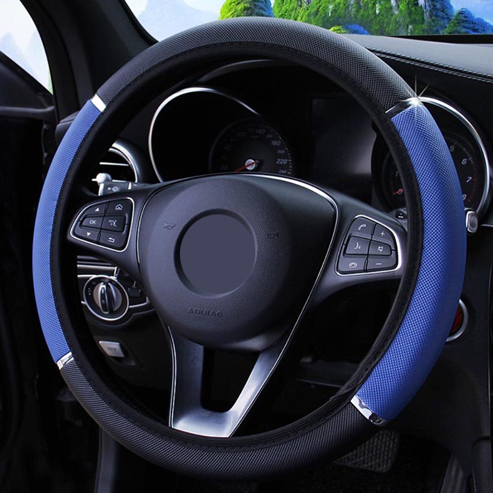 LEEPEE 37-38cm Diameter Universal Car Steering Wheel Cover Anti Slip PU Leather Steering Covers Car-styling