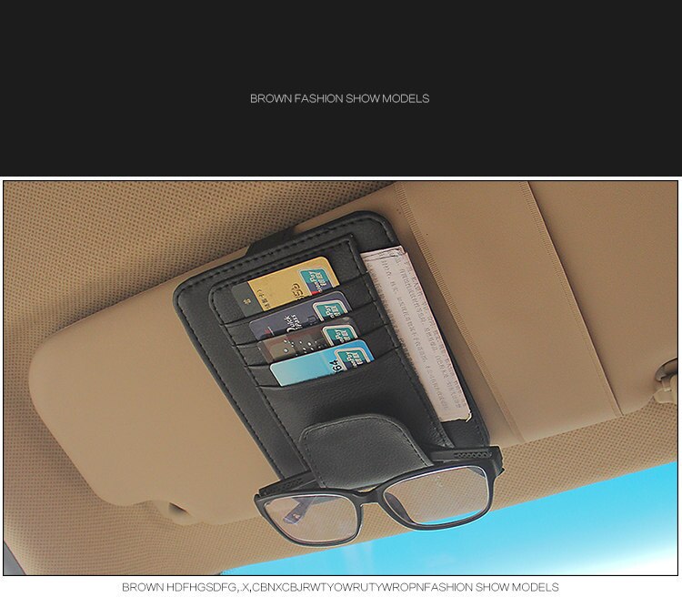IKSNAIL Auto Car Accessories Sunglasses Clip Car Storage Bag Multifunctional Sun Visor Bill Business Card Holder Storage Box