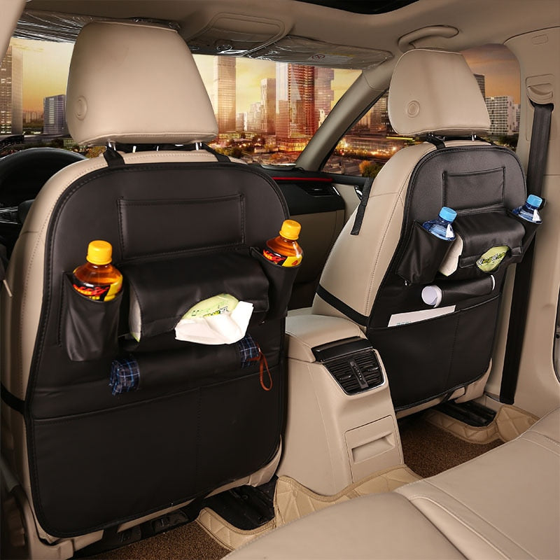 Pu Leather Pad Bag Car Seat Back Organizer Foldable Table Tray Travel Storage Bag Foldable Dining Table Car Seat Storage Bag