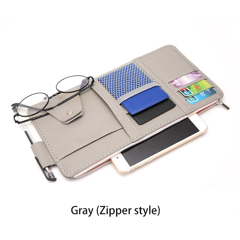 IKSNAIL Auto Car Accessories Sunglasses Clip Car Storage Bag Multifunctional Sun Visor Bill Business Card Holder Storage Box