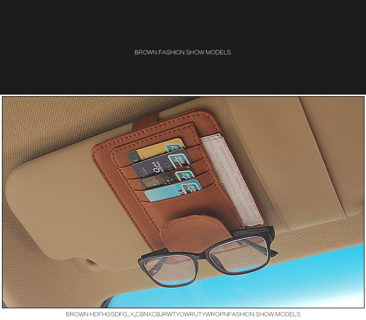 IKSNAIL Auto Car Accessories Sunglasses Clip Car Storage Bag Multifunctional Sun Visor Bill Business Card Holder Storage Box