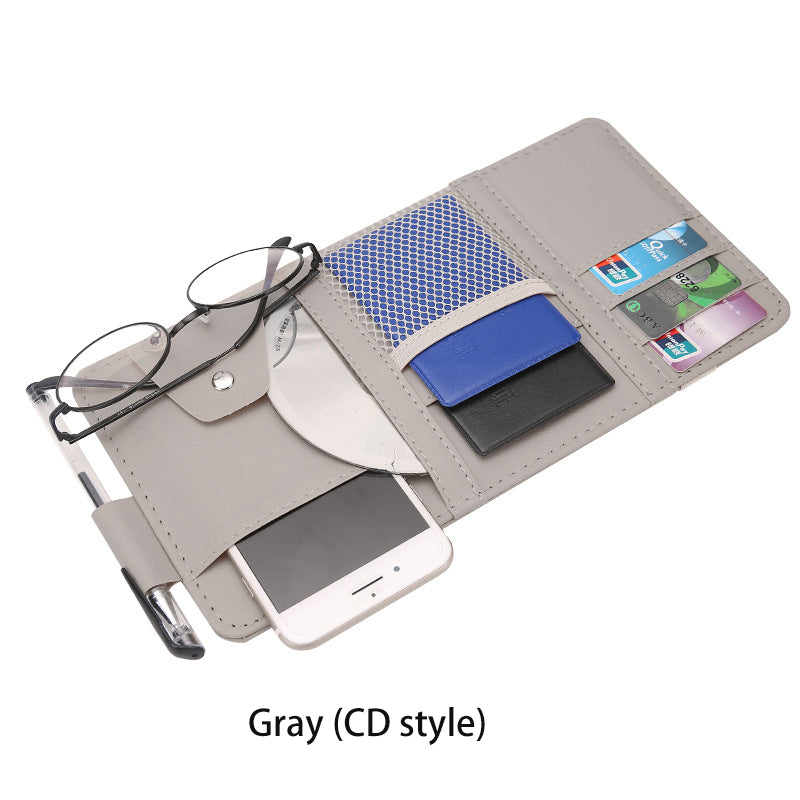 IKSNAIL Auto Car Accessories Sunglasses Clip Car Storage Bag Multifunctional Sun Visor Bill Business Card Holder Storage Box