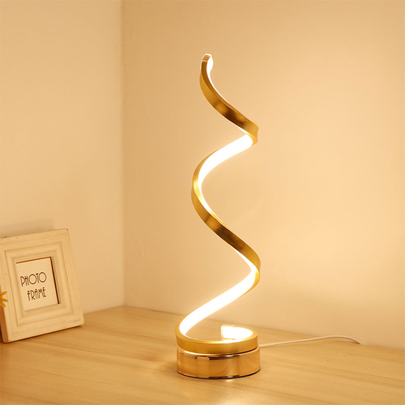 24W LED Strip Table Light 110V/220V Desk Lamp Spiral Acrylic Art Table Lamps Indoor Reading Lighting Lamp Decoration Table Light