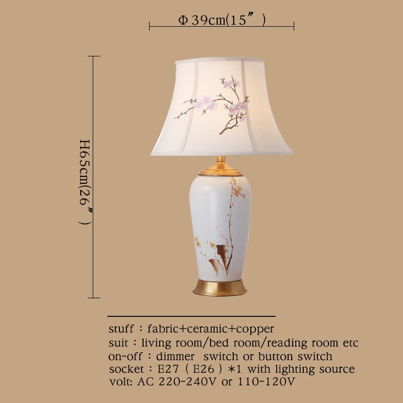 Ceramic Table Lamps Desk Lights Luxury  Dimmer Modern Contemporary Fabric for Foyer Living Room Office Creative Bed Room Hotel