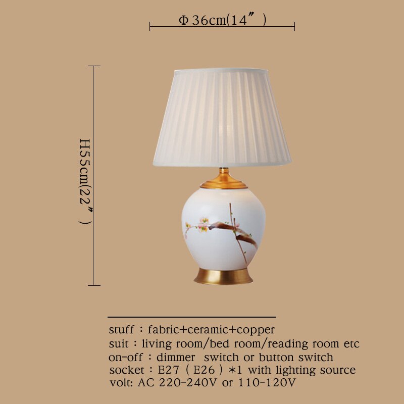 Ceramic Table Lamps Desk Lights Luxury  Dimmer Modern Contemporary Fabric for Foyer Living Room Office Creative Bed Room Hotel