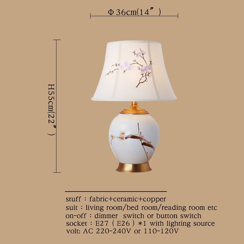 Ceramic Table Lamps Desk Lights Luxury  Dimmer Modern Contemporary Fabric for Foyer Living Room Office Creative Bed Room Hotel