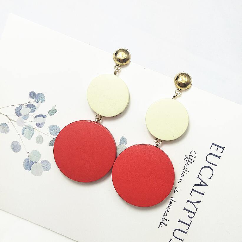 New Luxury Big Round Earrings 2019 Fashion Korean Dangle Drop Earrings For Women Long Gold Statement Earrings - Surprise store