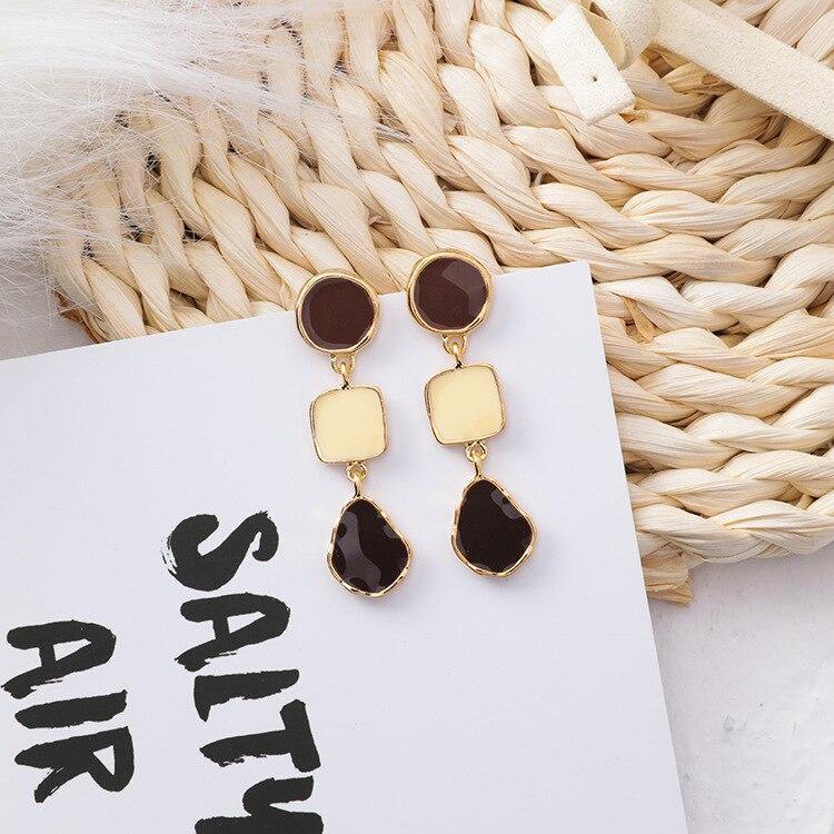 2018 Popular Korean Round Geometric Water Drop Earrings Women Square Simple Pendientes Girl Fashion Ear Jewelry Accessories - Surprise store