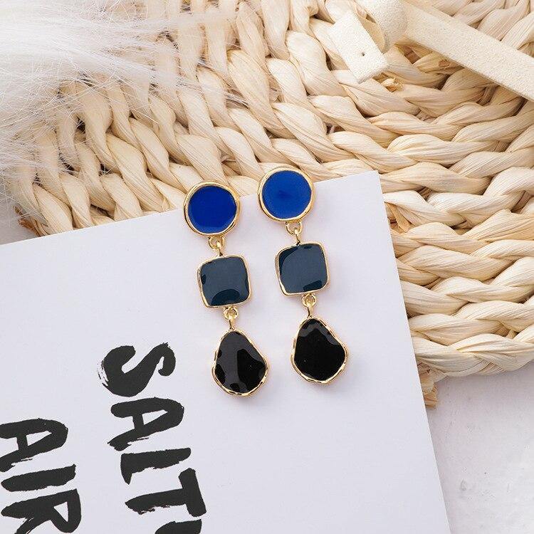 2018 Popular Korean Round Geometric Water Drop Earrings Women Square Simple Pendientes Girl Fashion Ear Jewelry Accessories - Surprise store