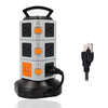 Tower Power Strip Vertical Extender Outlets Surge Protector 2500W 10A Socket with USB 2m/6.5ft Extension Cord for Home Office