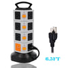 Tower Power Strip Vertical Extender Outlets Surge Protector 2500W 10A Socket with USB 2m/6.5ft Extension Cord for Home Office
