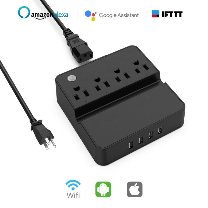 Wifi Smart Power Strip Outlets Surge Protector 4 Way AC US Electrical Plug Sockets with USB Charging Ports 5ft Extension Cord