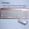 2.4G Wireless Keyboard and Mouse Combo Orsolya Whisper-quiet,UK English/German DE/Italian IT layout keyboard,Rose Gold+Silver - Surprise store