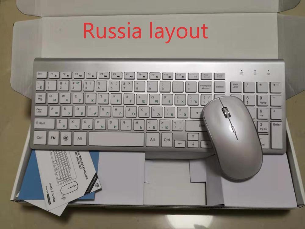 Russian keyboard wireless keyboard mouse set USB receiver with small digital compact keyboard for home office silent mouse - Surprise store