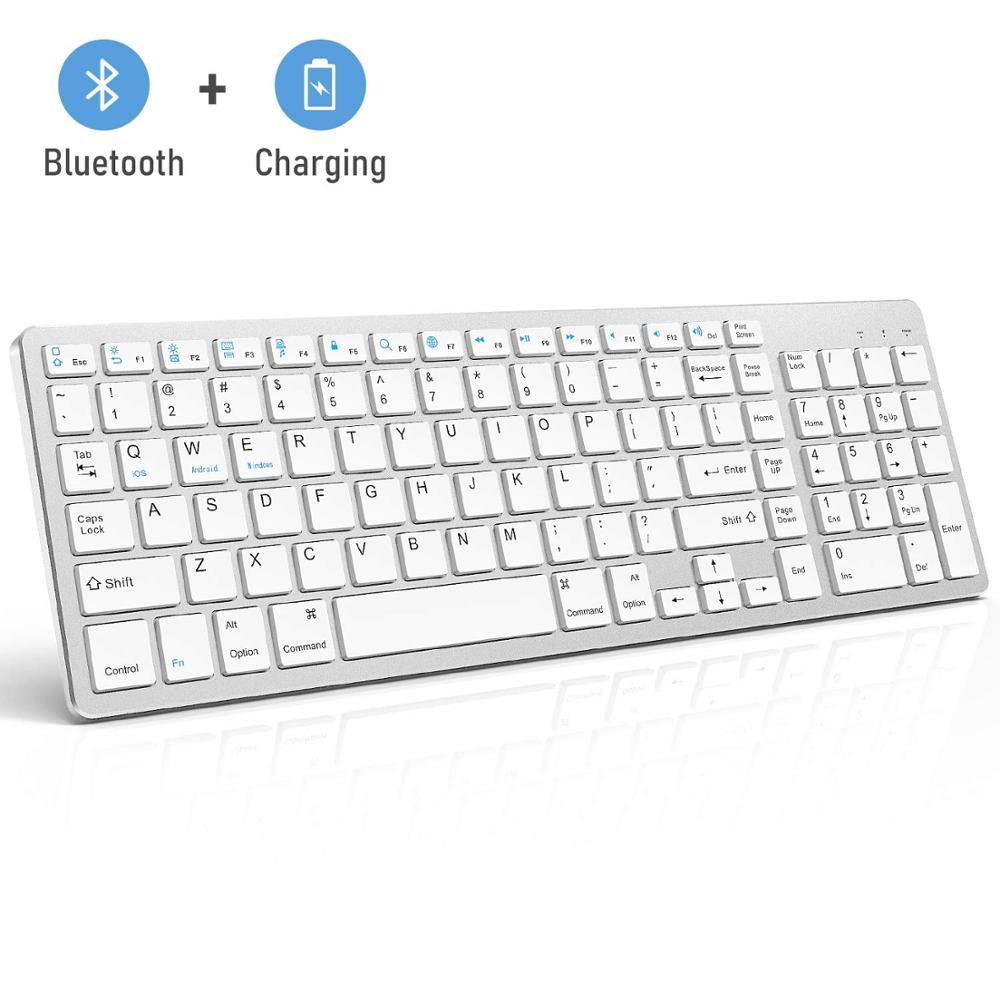 Zienstar Standard Full-Size Wireless Bluetooth Keyboard for Ipad,MACBOOK,LAPTOP,Computer and Android Tablet,Rechargeable Battery - Surprise store