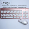 2.4G Wireless Keyboard and Mouse Combo Orsolya Whisper-quiet,UK English/German DE/Italian IT layout keyboard,Rose Gold+Silver - Surprise store