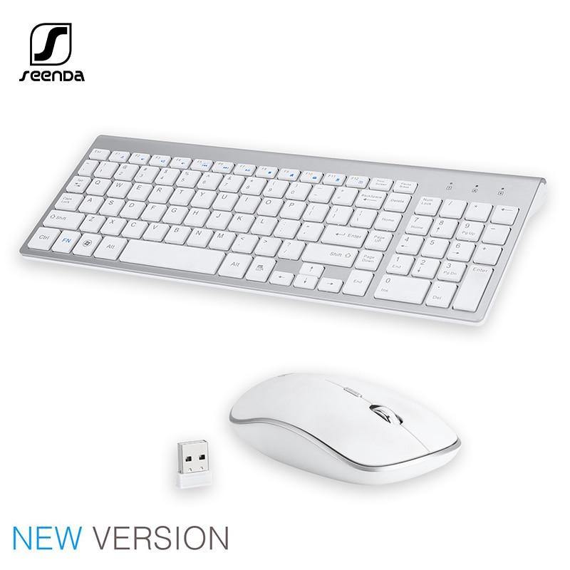 SeenDa 2.4G Wireless Silent Keyboard and Mouse Mini Multimedia Full-size Keyboard Mouse Combo Set For Notebook Laptop Desktop PC - Surprise store