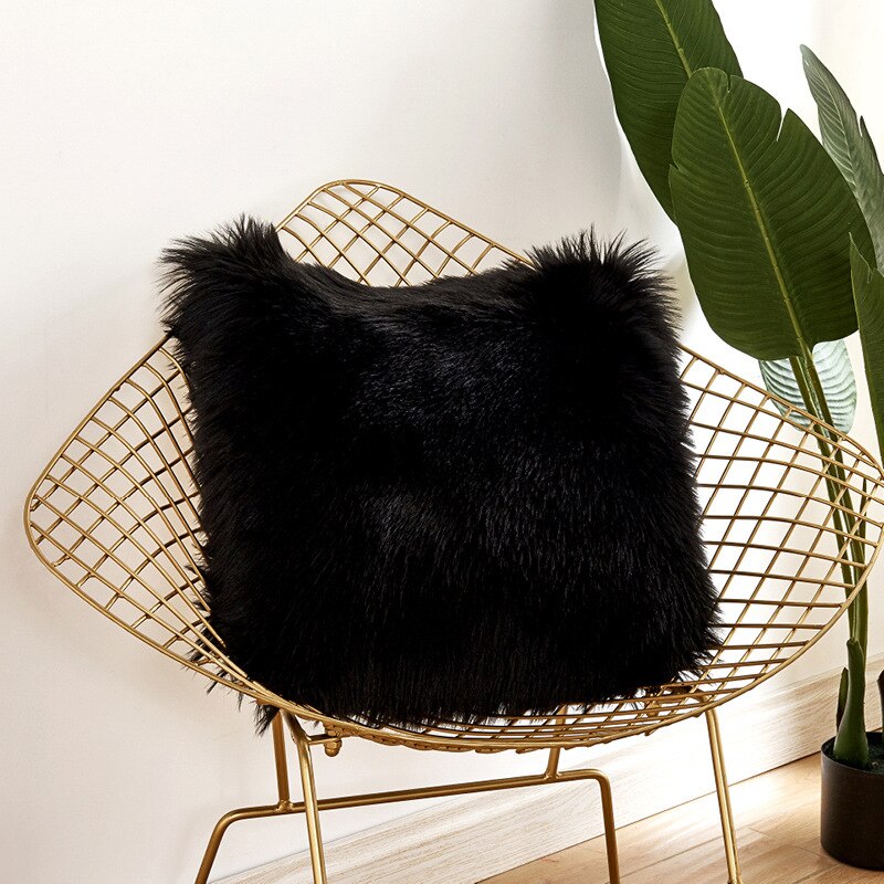 Luxury Series Style Faux Fur Throw Pillow cover Cushion Cover Sofa Pillowcase Bedroom Car Home Decorative Nordic 40x40cm