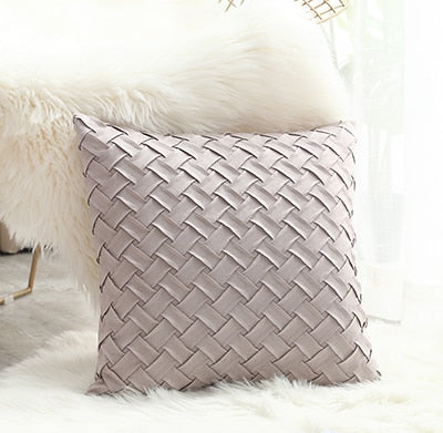 Solid Pink Grey Cushion Cover Soft Faux Suede Home Decorative Pillow Cover Woven Pattern 45x45cm/30x50cm