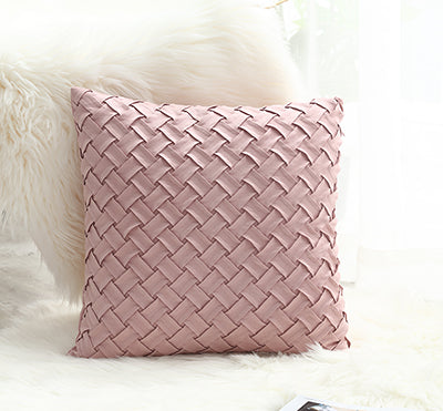Solid Pink Grey Cushion Cover Soft Faux Suede Home Decorative Pillow Cover Woven Pattern 45x45cm/30x50cm