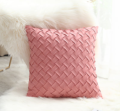 Solid Pink Grey Cushion Cover Soft Faux Suede Home Decorative Pillow Cover Woven Pattern 45x45cm/30x50cm