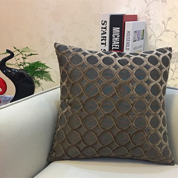 Chenille Flocking Pillow Case Cushion Cover Grey Yellow Purple Red Green Coffee Circle Home Decorative Pillow Cover 45x45cm