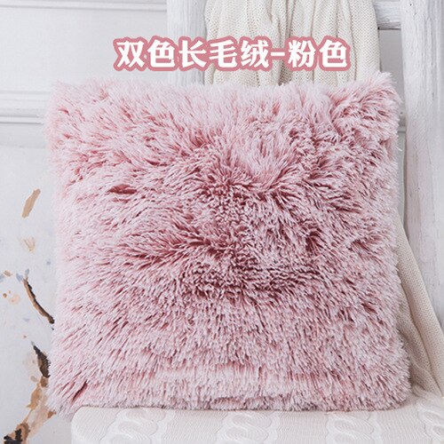 Soft Faux Fur Pillows Case Plush Cushion Cover Pink Blue Purple Warm Living Room Bedroom Sofa Decorative Pillows Cover 43x43cm