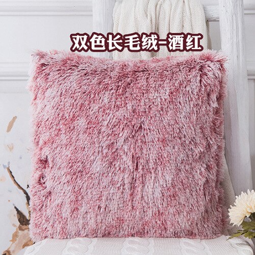 Soft Faux Fur Pillows Case Plush Cushion Cover Pink Blue Purple Warm Living Room Bedroom Sofa Decorative Pillows Cover 43x43cm