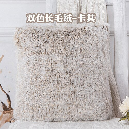 Soft Faux Fur Pillows Case Plush Cushion Cover Pink Blue Purple Warm Living Room Bedroom Sofa Decorative Pillows Cover 43x43cm