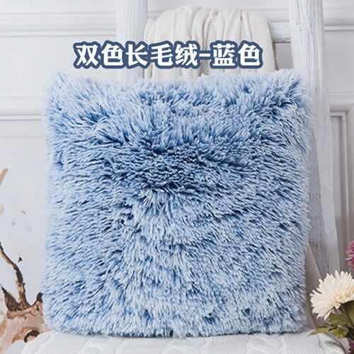 Soft Faux Fur Pillows Case Plush Cushion Cover Pink Blue Purple Warm Living Room Bedroom Sofa Decorative Pillows Cover 43x43cm