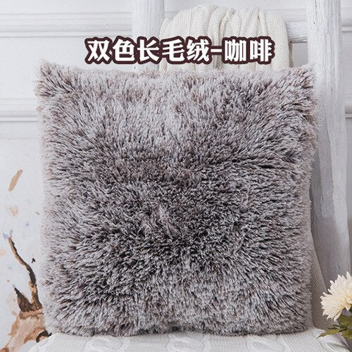 Soft Faux Fur Pillows Case Plush Cushion Cover Pink Blue Purple Warm Living Room Bedroom Sofa Decorative Pillows Cover 43x43cm
