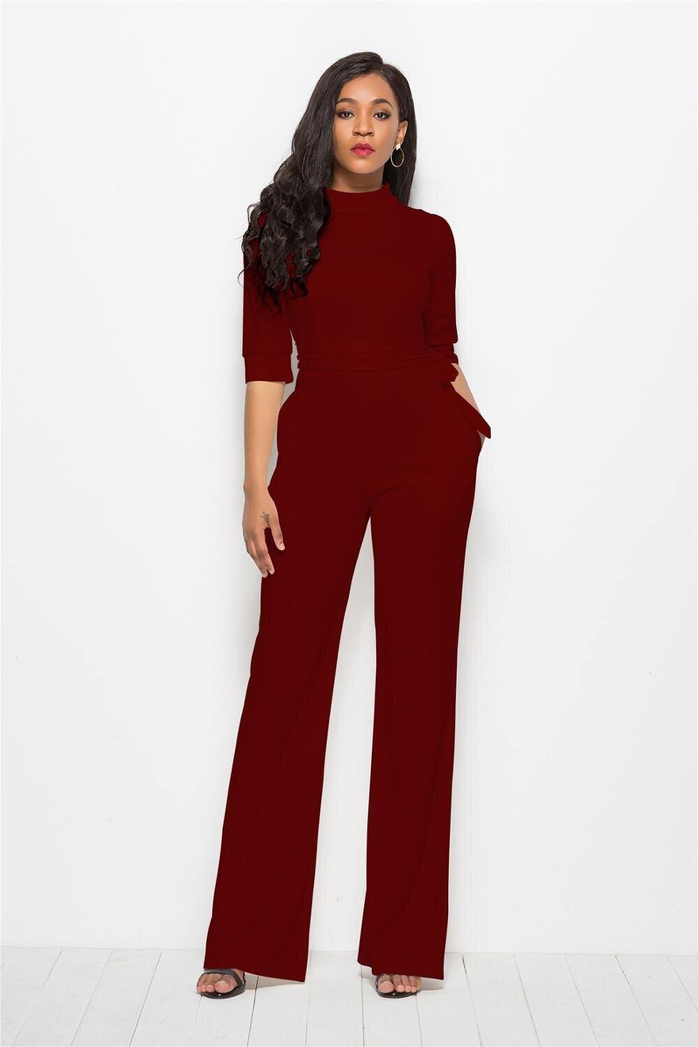 large size 3xl jumpsuit women Casual Rompers long sleeve jumpsuit female plus size jumpsuits winter bandage - Surprise store